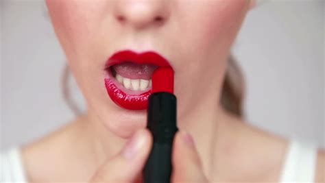 Woman Applying Red Lipstick Stock Footage Video 100