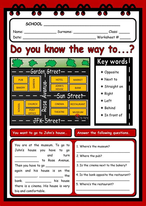 giving directions interactive worksheet