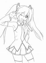 Miku Hatsune Coloring Pages Lineart Getcolorings Color Drawings Deviantart Printable Vocaloid Print Colorin sketch template