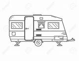 Sketch Motorhome Rv Caravan Trailer Camper Outline Line Camping Vector Illustrations Traveler Truck Icon Family Clipart Interior Paintingvalley Clip Thin sketch template