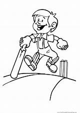 Cricket Bat Boy Coloring Pages Kids Print Template Coloringkids Game sketch template