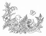 Wildflower Adulte Getdrawings Oiseau Fleurs Coloration Drawing Feuille Digi Imprimable Vigne sketch template