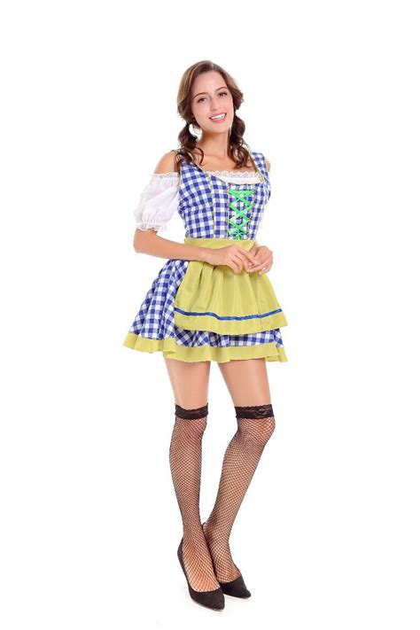 free shipping women blue sexy german oktoberfest bavarian maid dress