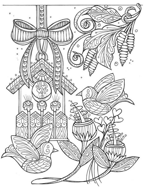 spring coloring pages printable  adults birds flowers