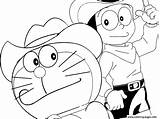 Nobita Doraemon Coloring Cowboy Pages F20b Printable sketch template