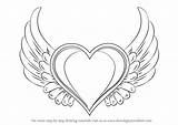 Wings Heart Draw Hearts Drawing Easy Coloring Pages Step Drawings Drawingtutorials101 Pencil Colouring Tattoo Adult Learn Tutorials Comments sketch template