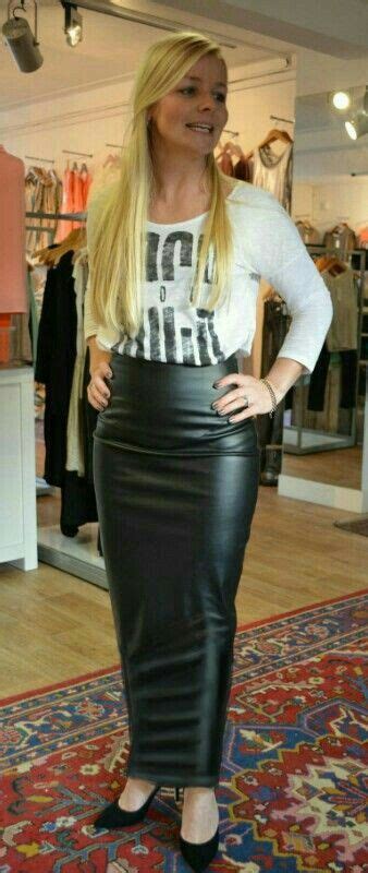 lederlady long leather skirt hobble skirt faux leather midi skirt