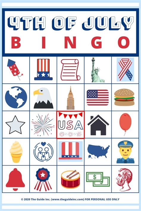 guide    july bingo   printable  guide
