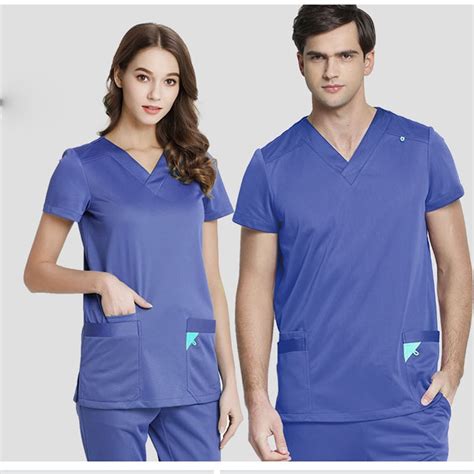 V Neck Full Elastic Long Sleeve Scrub Sets Medical Doctors Clothing