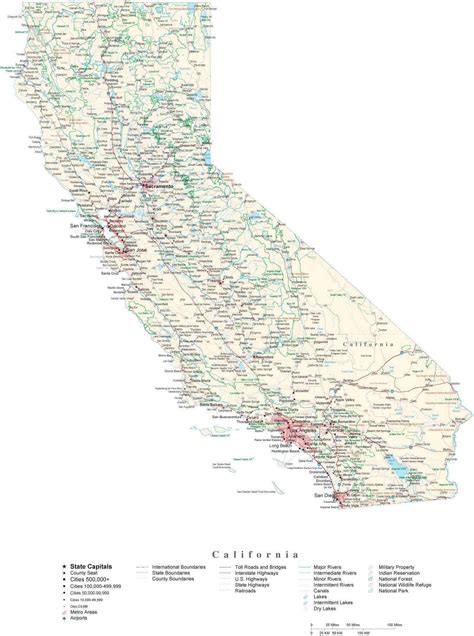 california detailed cut  style state map  adobe illustrator vector format detailed