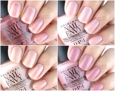 opi nail envy nail strengthener strength color review  swatches  happy sloths