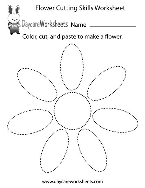 preschool flower cutting skills worksheet