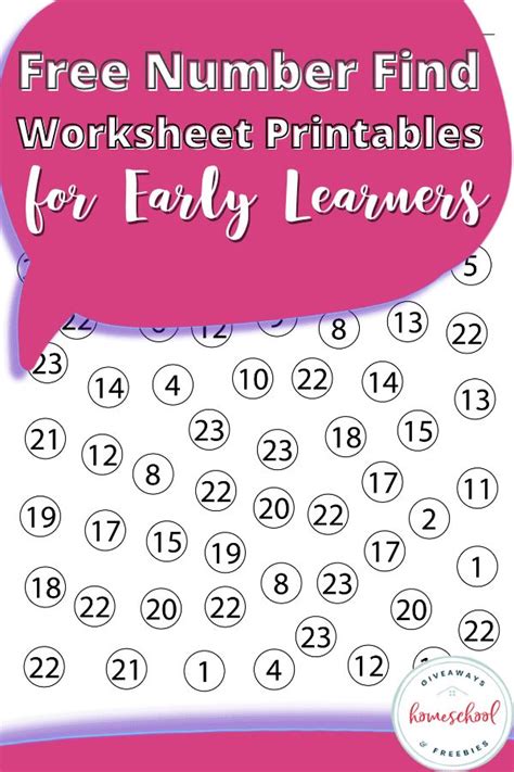 number find worksheet printables  early learners printable