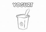 Yogurt Alimentos Yogur Leche Niños Preschool Gatito Colorea Cartones Texto Educación Flashcards Childrencoloring sketch template