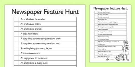 newspaper report features features  newspaper report worksheet
