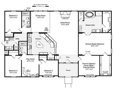 floor plan  hacienda ii vrwda modular home floor plans manufactured homes floor plans