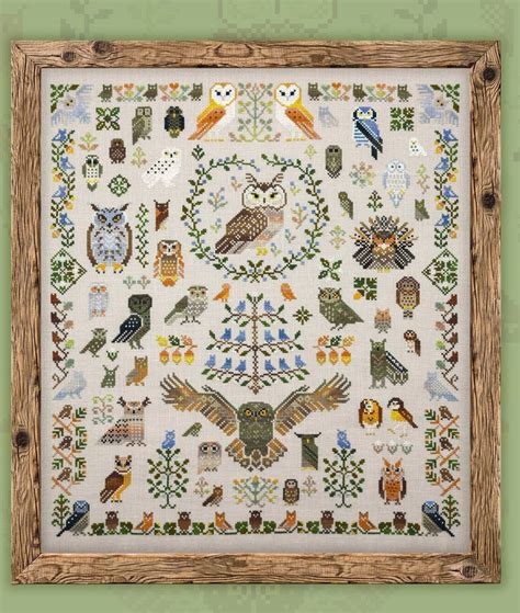 owlforest embroidery cross stitch kit  owls etsy