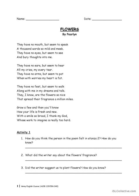 poem worksheets  grade  sitedoctorg