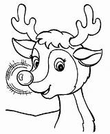 Rudolph Coloring Reindeer Santa Pages Red Claus Nose sketch template