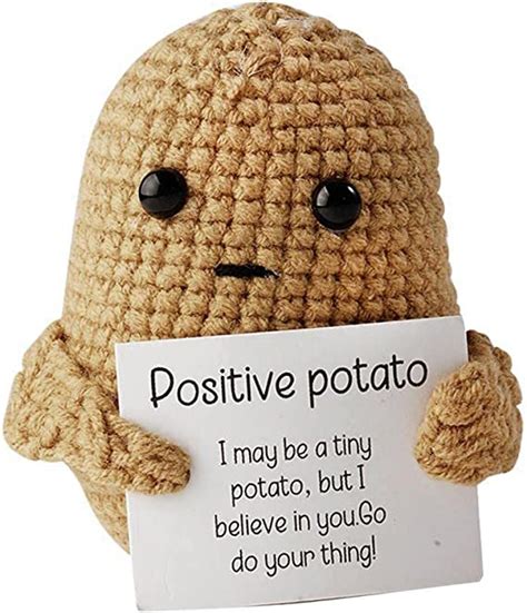 funny positive potato cute wool knitted potato doll  positive card