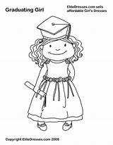 Coloring Graduation Pages Girl Kindergarten Graduating Print Printable Colouring Cap Cartoon Library Clipart Popular Shy Smiling After sketch template