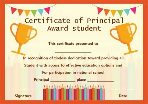 certificate  principal award student certificate templates school