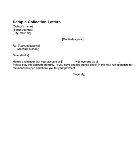 collection letter sample  hq template documents