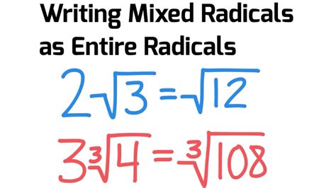 write mixed radicals  entire radicals youtube