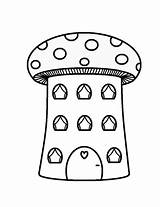 Mushroom Pilzhaus Ausmalbild Fantasy sketch template