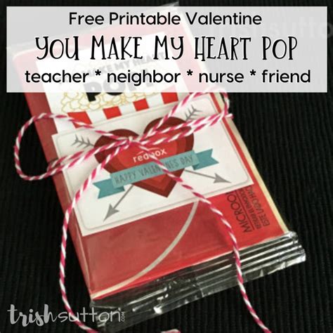 printable valentine    heart pop teacher gift idea