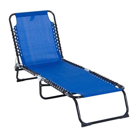 outsunny  position reclining beach chair chaise lounge folding chair navy blue walmartcom