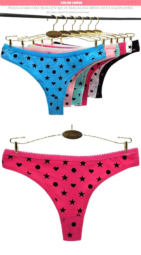 Yun Meng Ni Cute Stars Printing Girls Thongs Hot Sexy Ladies Thongs