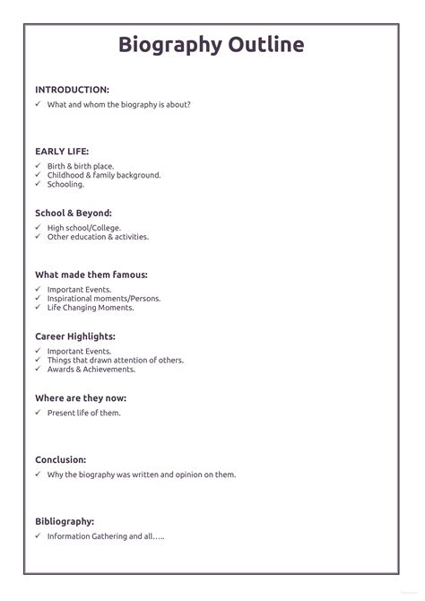 biographical outline template