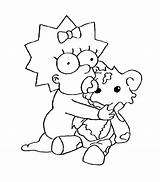 Coloring Simpsons Maggie Simpson Printable Kids Pages Ecoloringpage Teddy sketch template