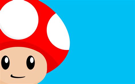 Super Mario Toad Character Blue Background Video Game Art Wallpaper