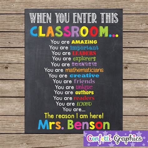when you enter this classroom rules custom teacher sign poster etsy