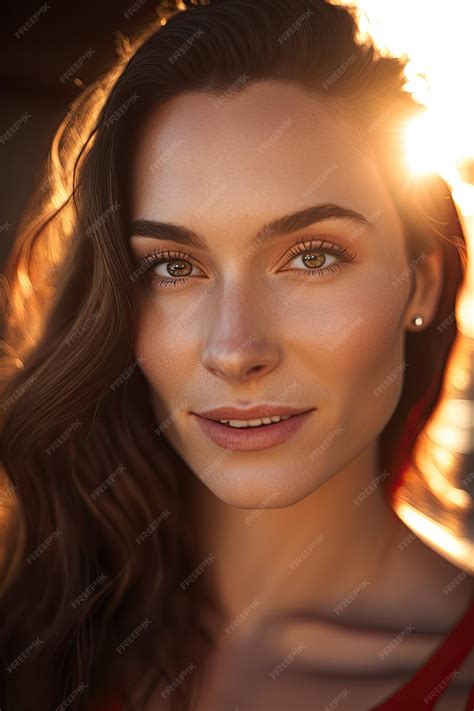 Premium Ai Image A Portrait Of A Woman With Brown Hair And Eyes