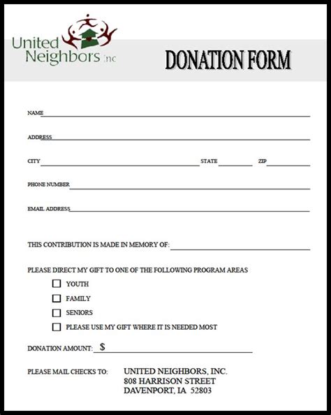 charitable donation form template charlotte clergy coalition