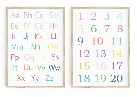 abc  print set alphabet  number print set nursery wall etsy