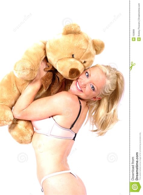 Model And Bear Stock Image Image Of Chic Teddy Lingerie 153899