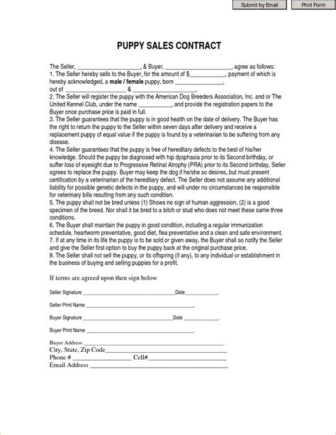printable puppy contract template