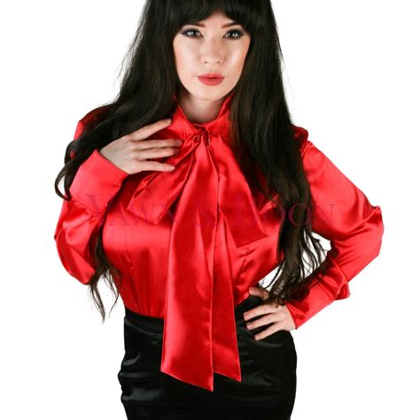 red satin pussy bow blouse vawn and boon