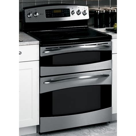 ge profile   freestanding double oven electric range color stainless  lowescom
