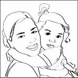 Coloring Mom Baby Pages Color Convert Mother Maman Coloriage Bebe sketch template