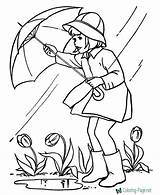 Spring Coloring Pages Girl Umbrella sketch template