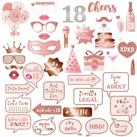 Buy 18th Birthday Party Photo Booth Props And Signs Rose Gold 18