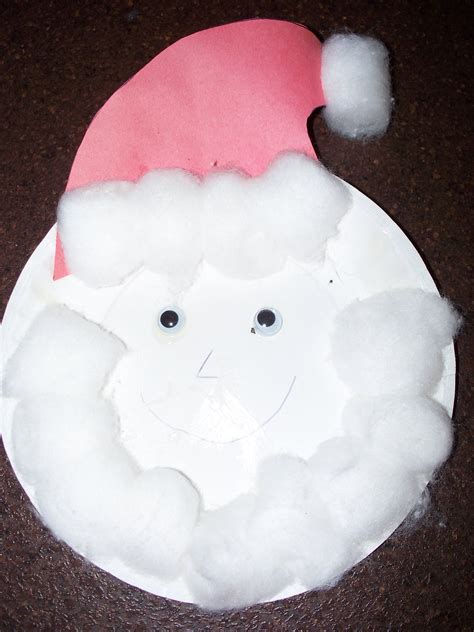 cotton ball santa   paper plate santa crafts crafts easy crafts
