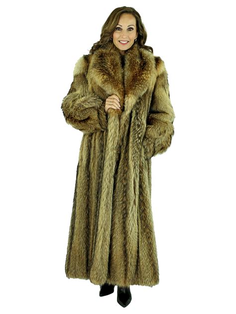 natural tanuki fur coat women s fur coat medium estate furs