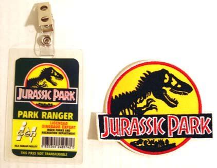 jurassic park laminated id badge embroidered patch
