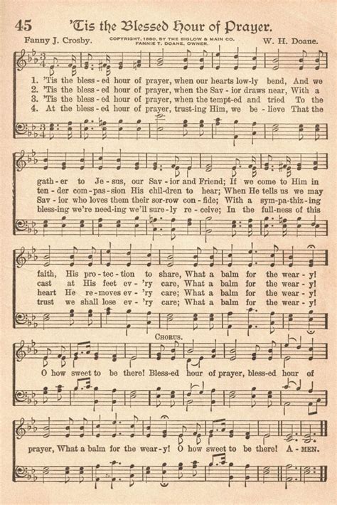 printable vintage hymns  prayer rose clearfield